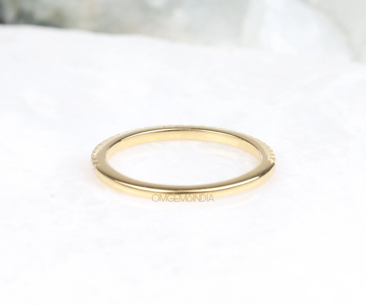 Round diamond delicate half eternity ring