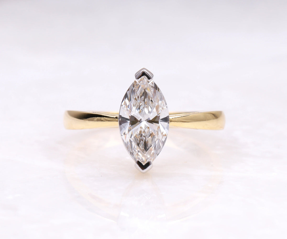 Solitaire marquise shape lab diamond engagement ring