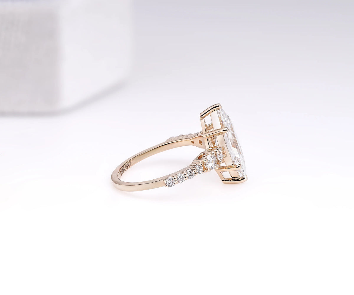 Solitaire Accent Dutch Marquise Shape Lab Diamond Engagement Ring