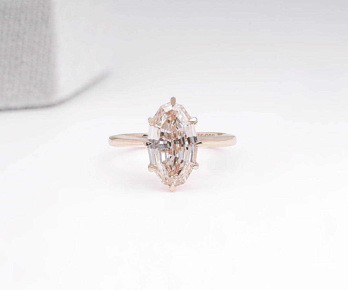 Solitaire Fancy Champagne Oval Shape Lab Diamond Engagement Ring