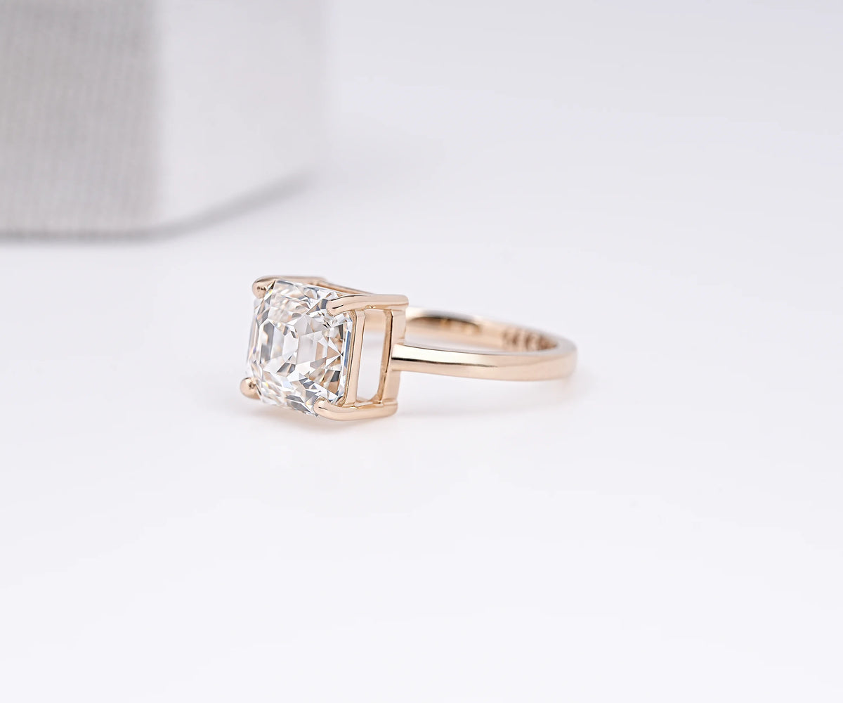 Square Asscher lab diamond solitaire engagement ring