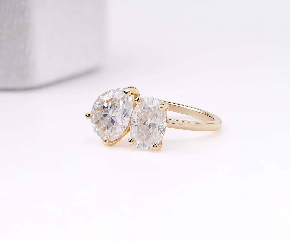 Toi Et Moi Pear and Oval Shape Lab Diamond Engagement Ring