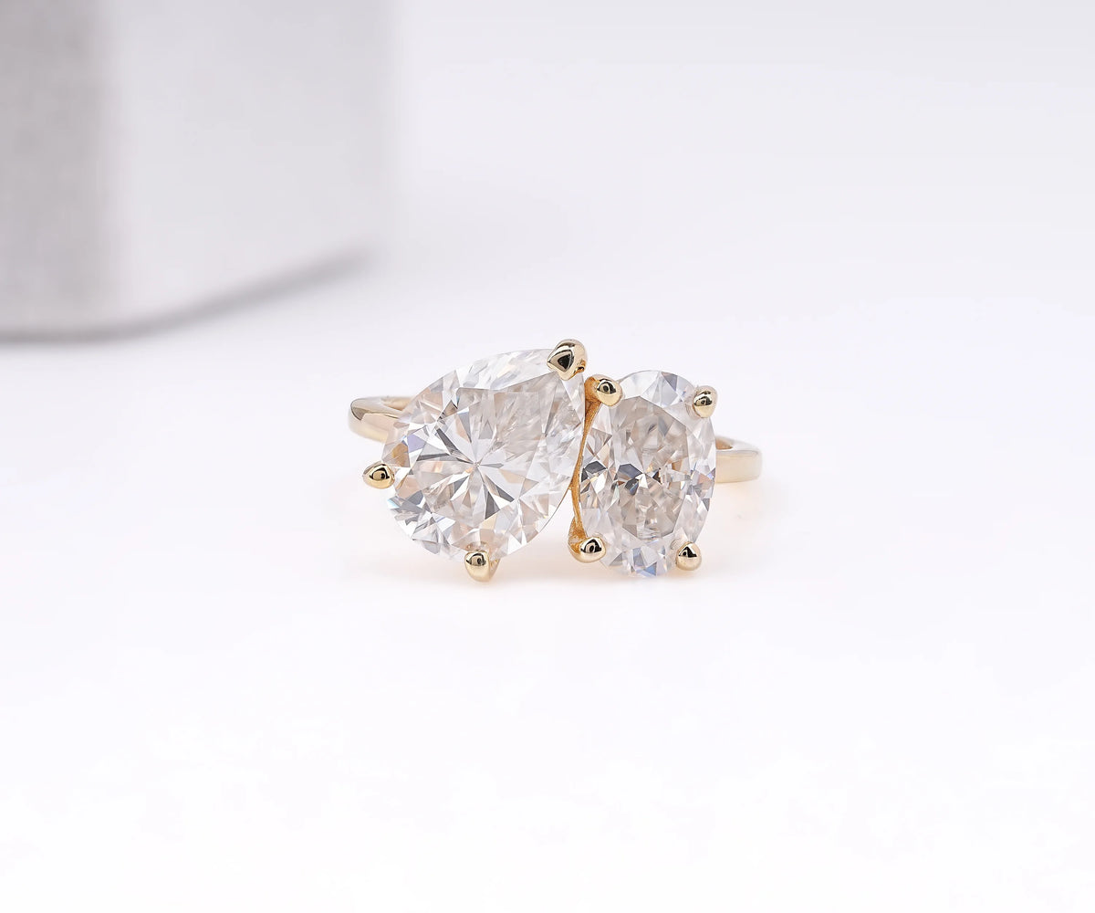 Toi Et Moi Pear and Oval Shape Lab Diamond Engagement Ring
