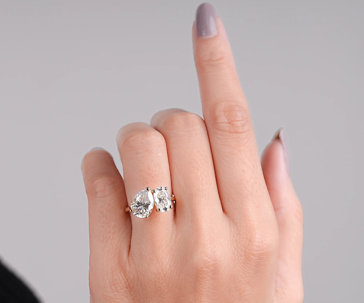 Toi Et Moi Pear and Oval Shape Lab Diamond Engagement Ring